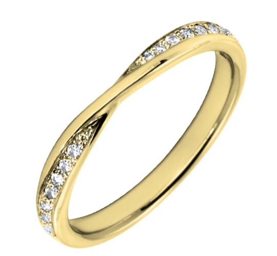 2mm Twist Shaped Wedding Ring - 0.17ct Diamond Grain Set | W289